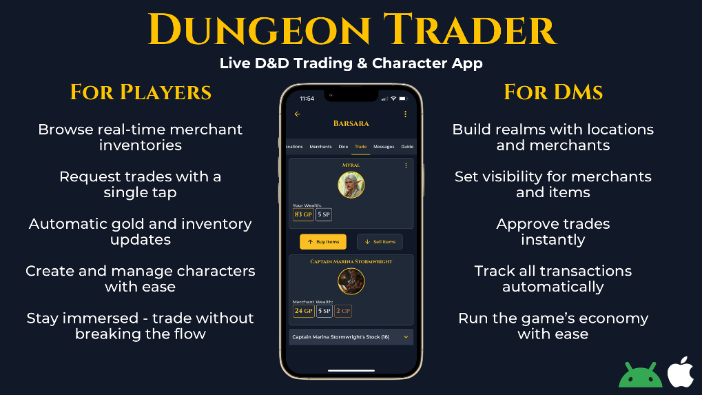 Live D&D Trading & Character App Coming to Kickstarter